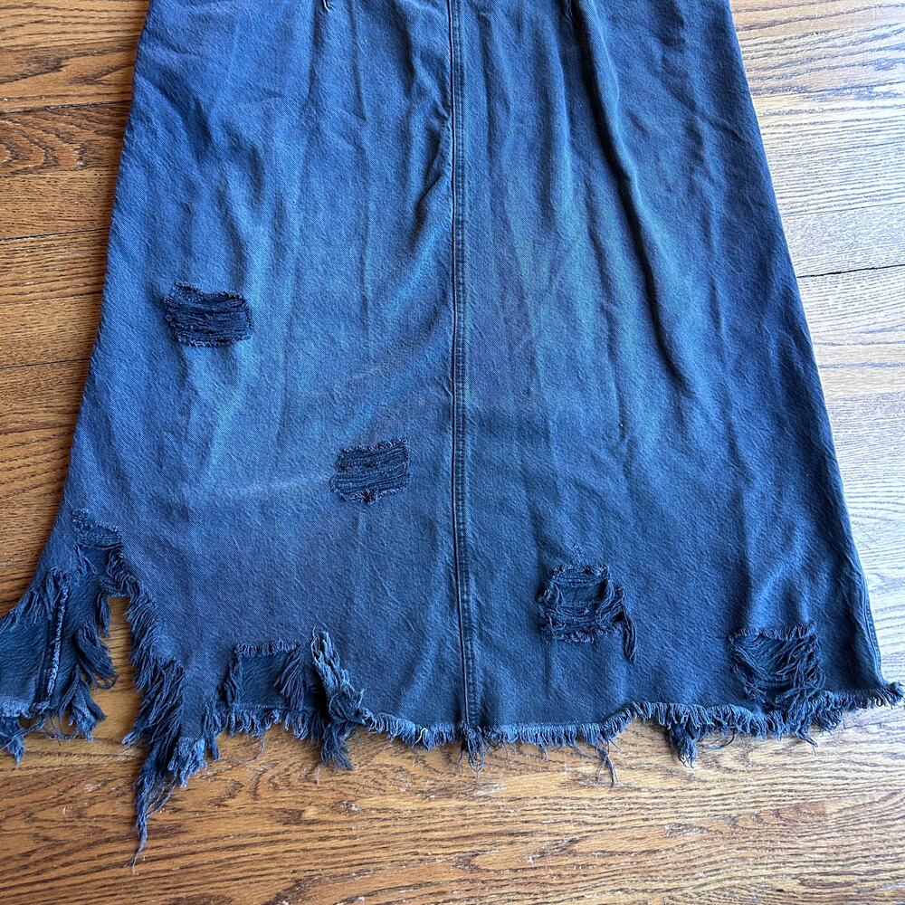 Free People We The Free Wonderland Maxi Dress Black Denim Distressed Size Small - Picture 4 of 11